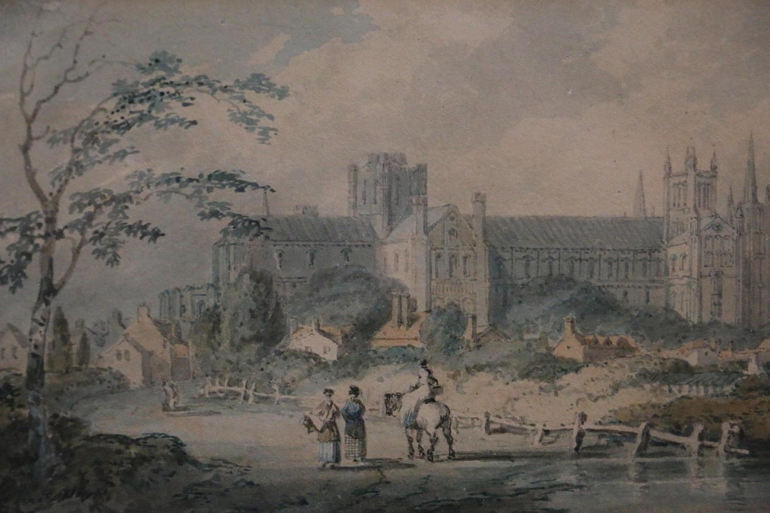 Peterborough Cathedral from the north by J.M.W Turner. Watercolour on paper, C.1795.