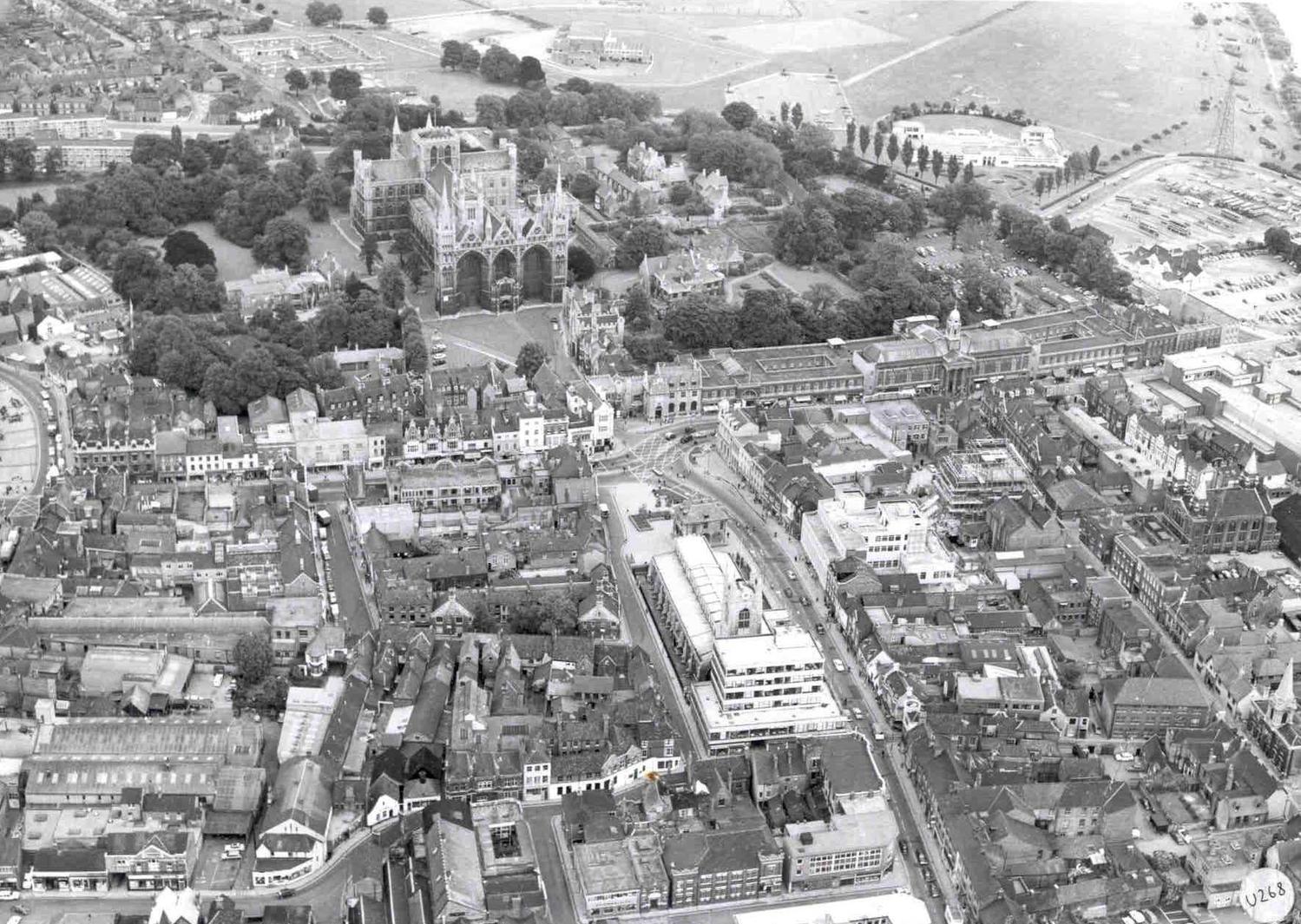 PETMG.U268 Aerial image of Peterborough prior to major developments.