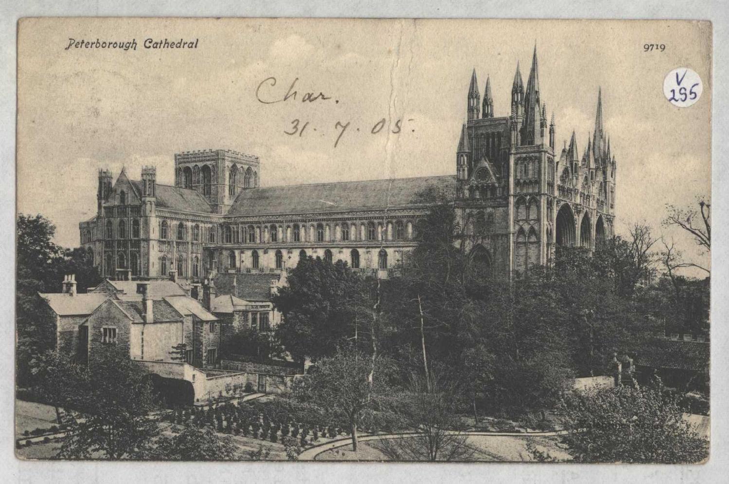 Peterborough Cathedral from the north west. Postcard circa 1900.