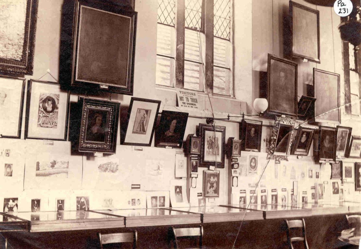 Mary Queen of Scots exhibition held by the Peterborugh Museum Society at Becket Chapel c.1900. PETMG:PA231