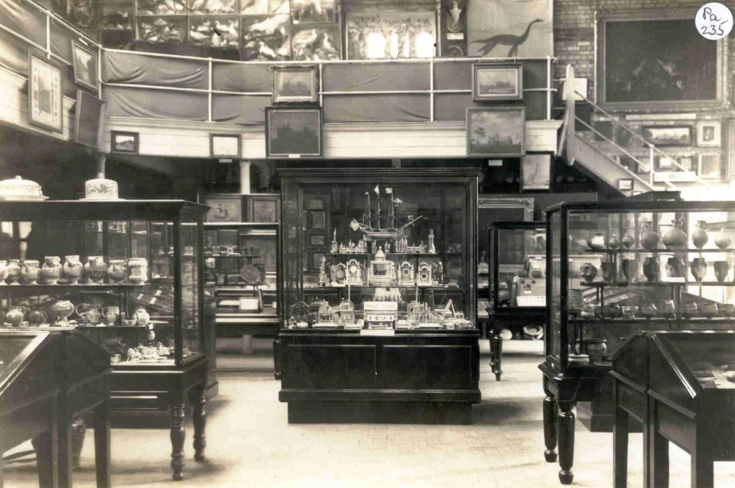 Interior view of Peterborough Museum on Park Road. c.1920. PETMG:PA235.