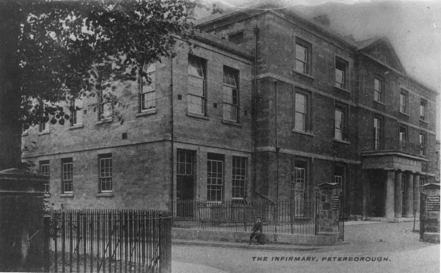 A postcard of Peterborough Infirmary c.1900. By W H Pentney. PETMG:P17b. Peterborough Museum