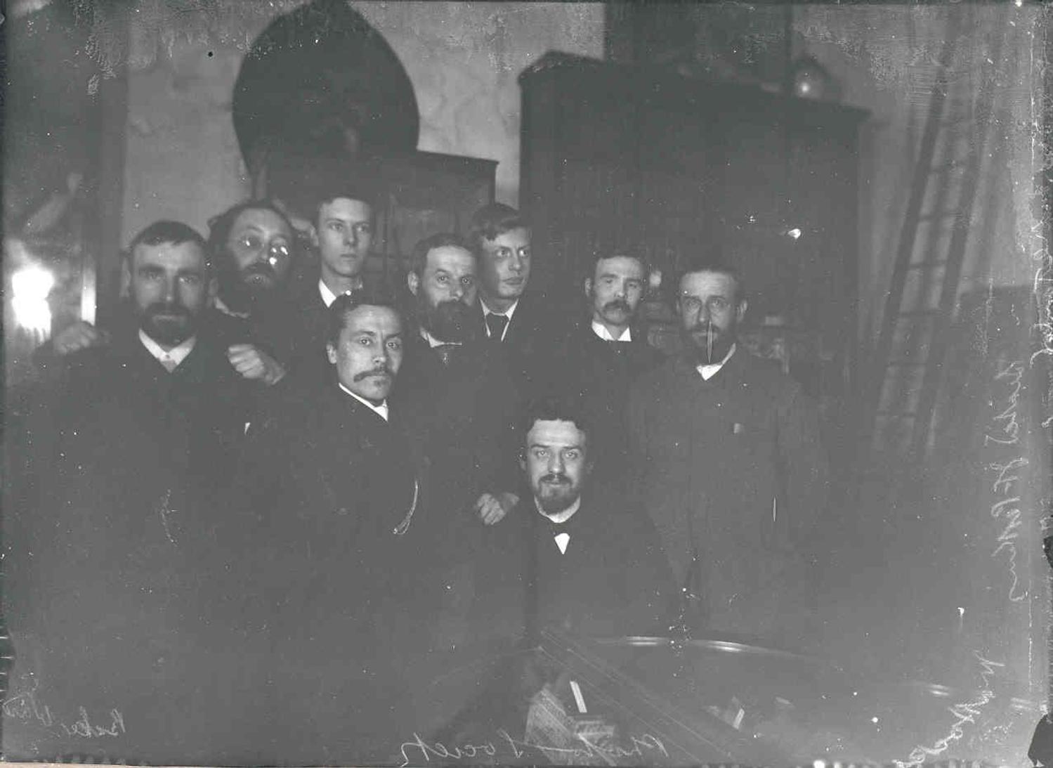 A group of men pose for a group photograph in Becket Chapel. Late 19thC. PETMG:S29