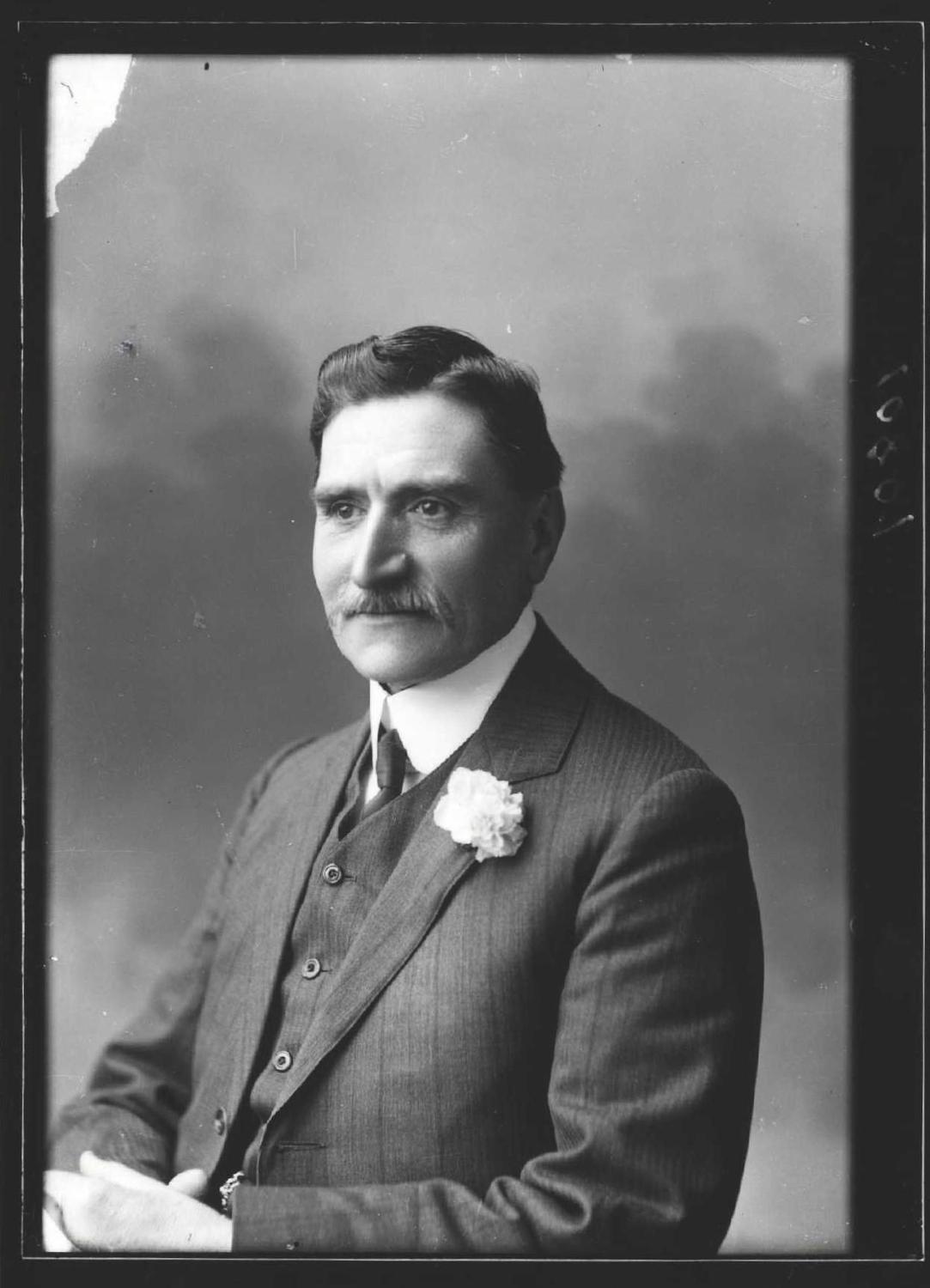 A black and white photographic portrait of J.W.Bodger, secretary of the Peterborough Natural History Society and Field Club.